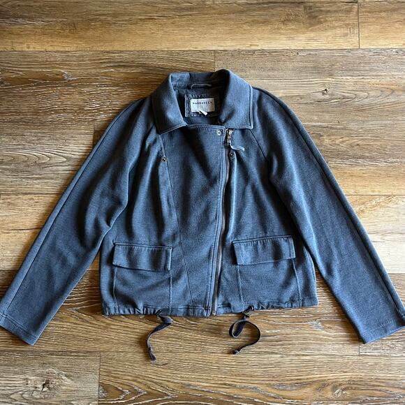 Anthropologie Marrakech Knit Blue Moto Biker Jacket Womens Sz S Cropped Grunge - Picture 2 of 7